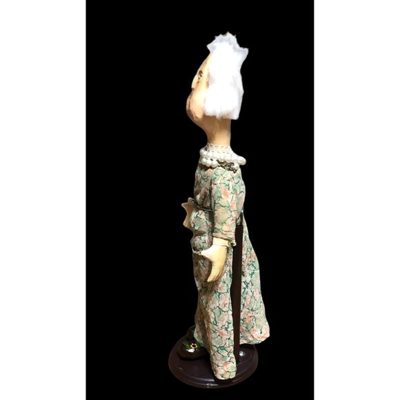Vintage Artisan Doll Handcarved Wooden Grandma Old Lady Handmade Soft Body Rare - Picture 8 of 16